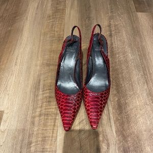 Stuart Weitzman Red Snakeskin Slingback Heel